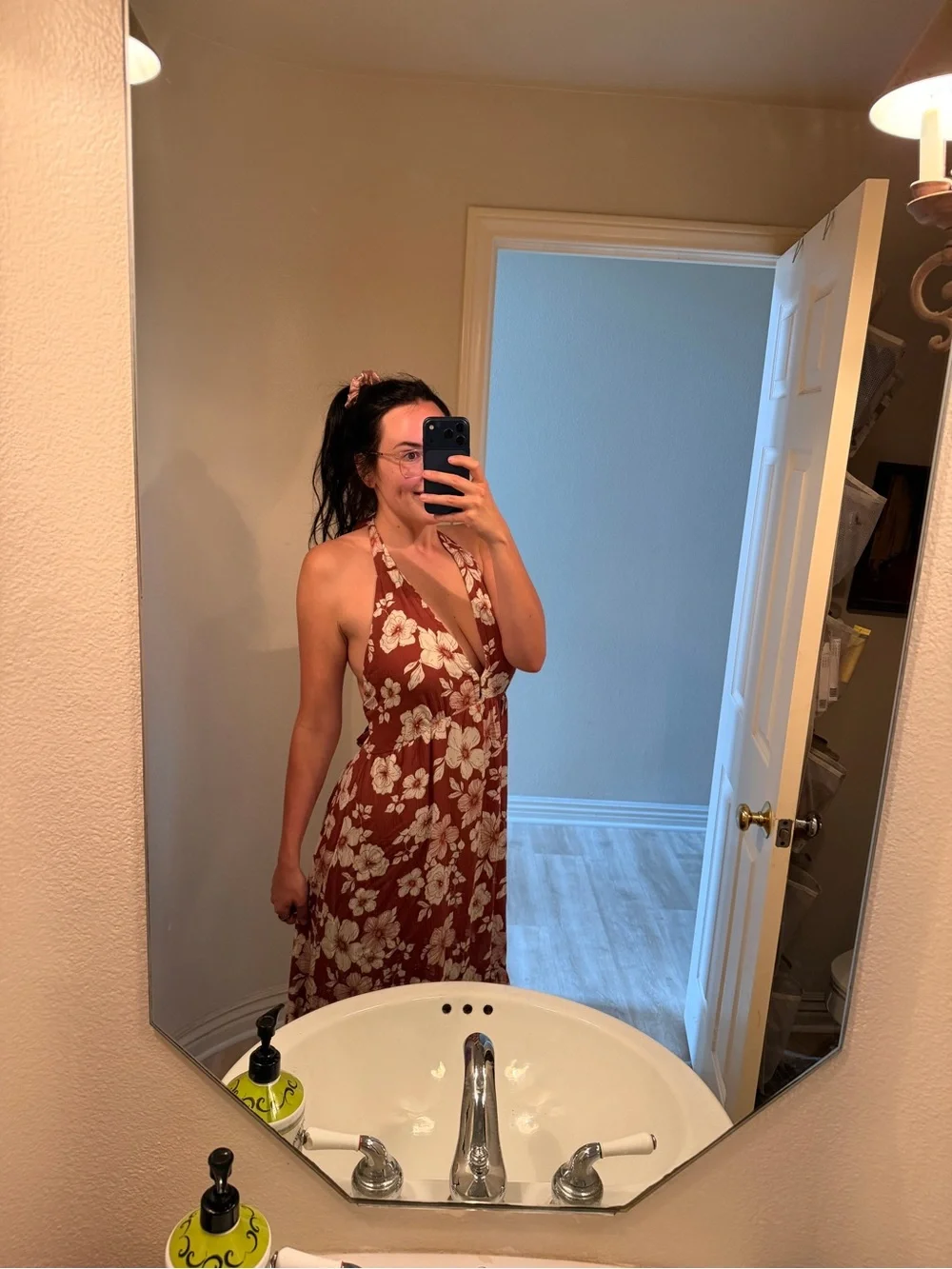 Abercrombie & Fitch Dusty Rose Floral Strapless Maxi Dress